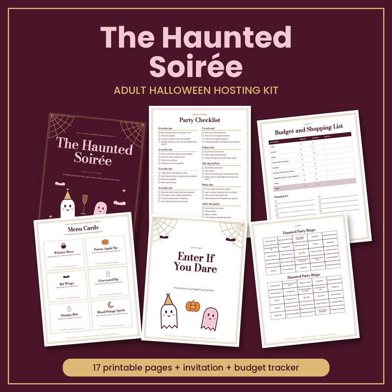 The Haunted Soiree adult Halloween party hosting kit printable